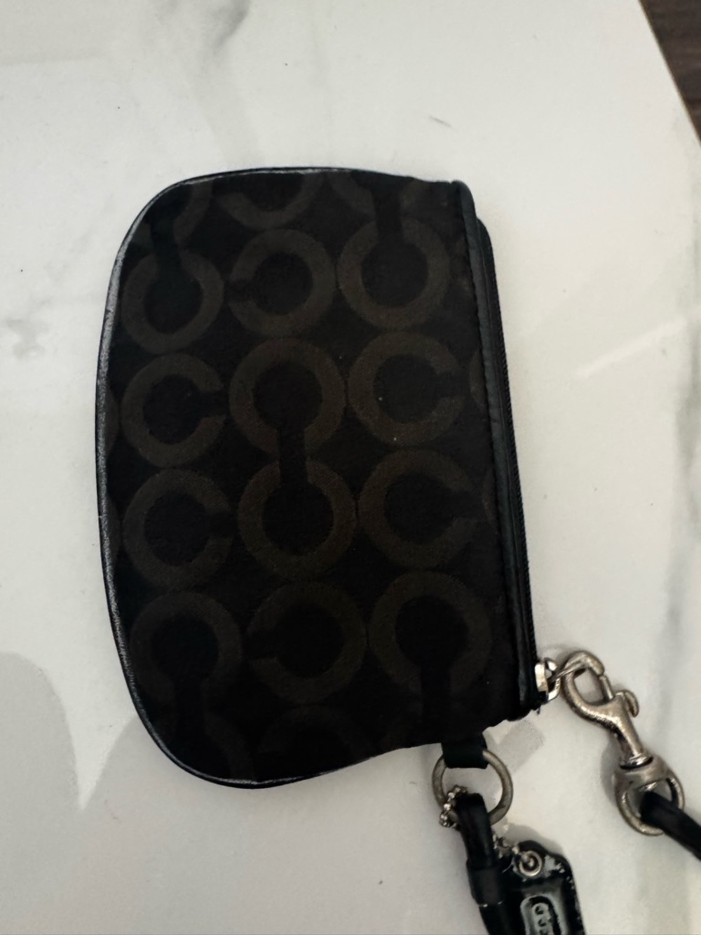 Coach Black & Dark Gray Signature Clutch Wristlet- Vintage - Picture 4 of 6
